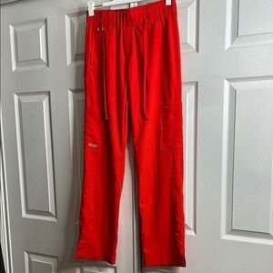 Grey's Anatomy Red Orange Cargo Pants with Straight Leg Design S